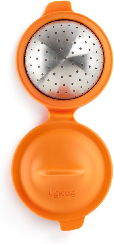 Lékué Eier-Pochierer, Edelstahl, orange, 9,3 x 11 x 7,5 cm, 2 Stück