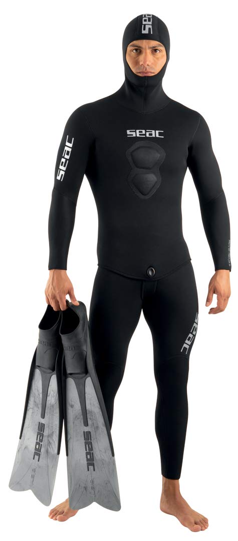 Seac Royal, 3,5 mm Neopren-Tauchanzug für Freitauchen, Latzhose und Kapuzenjacke 3XL Schwarz, 3XL Sc
