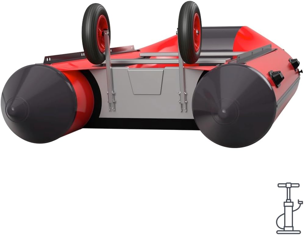 SUPROD Heckräder mit LUFTREIFEN, Slipräder, klappbar, ET350-LU, Edelstahl Schwarz/Rot, Schwarz/Rot