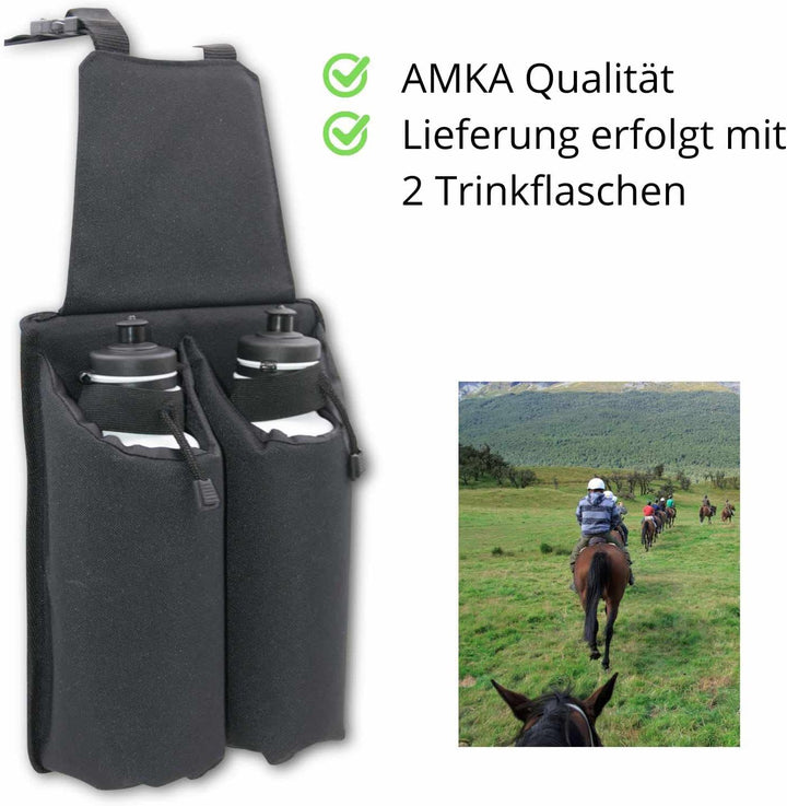 Reitsport Amesbichler Packtasche Nylon mit 2 Flaschenhaltern Satteltasche Packtasche 013/80