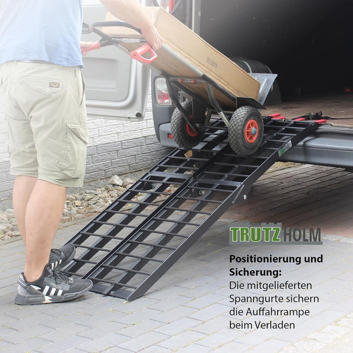 TRUTZHOLM 2 x Auffahrrampe klappbar 180 cm Traglast 680 kg Alu geriffelte Einzelstäbe Verladerampe (