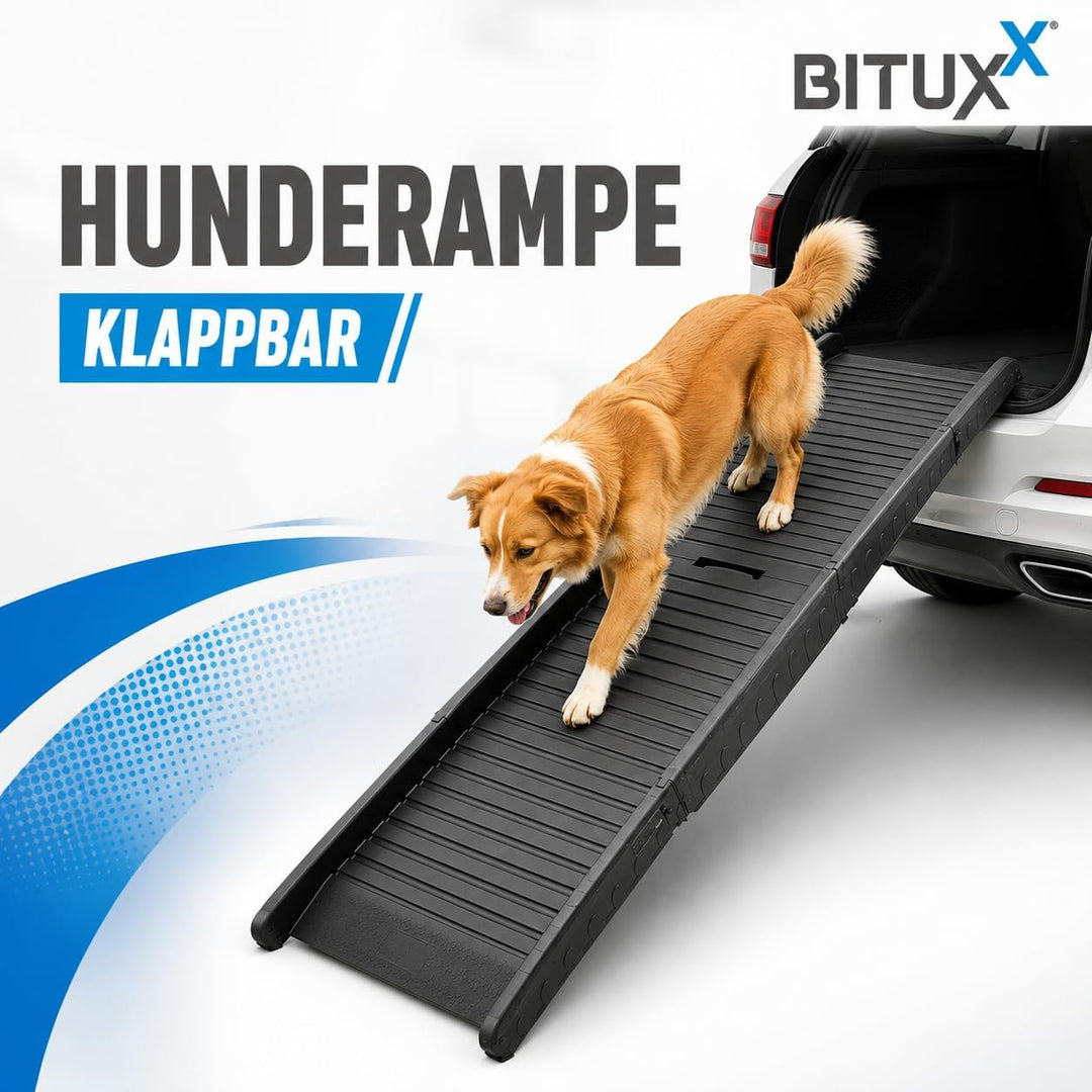 BITUXX Hunderampe Hunde Einstiegshilfe Autorampe Hundetreppe Hundetransport Klappbar Faltbar aus Kun