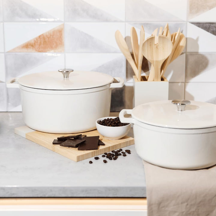 Cook & Pan - Go Ivory Gusseisen-Bräter 24 cm - 4 Liter-Induktionsgeeignet-PFAS frei -Antihaft- wärme