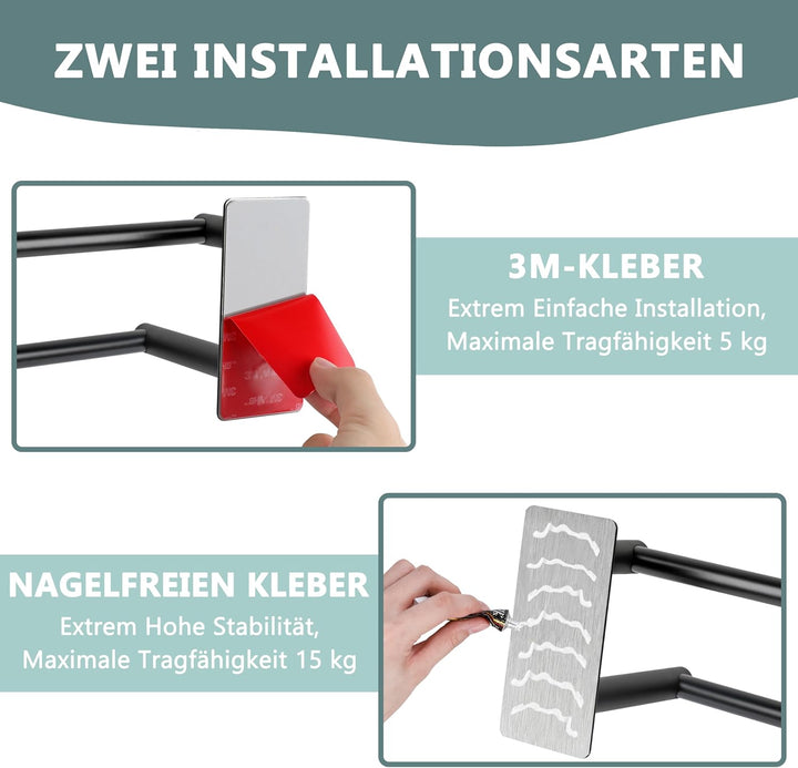 Handtuchhalter Bad Ohne Bohren Zweiarmig Handtuch Stange Badezimmer Doppel Edelstahl SUS304 Badetuch