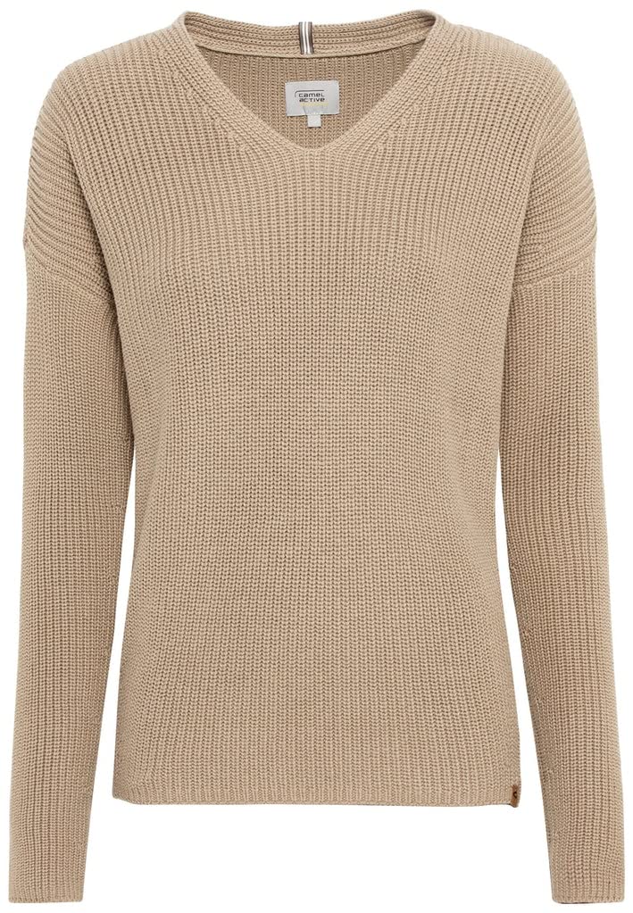 camel active Damen Strickpullover mit V-Ausschnitt XS Clay, XS Clay