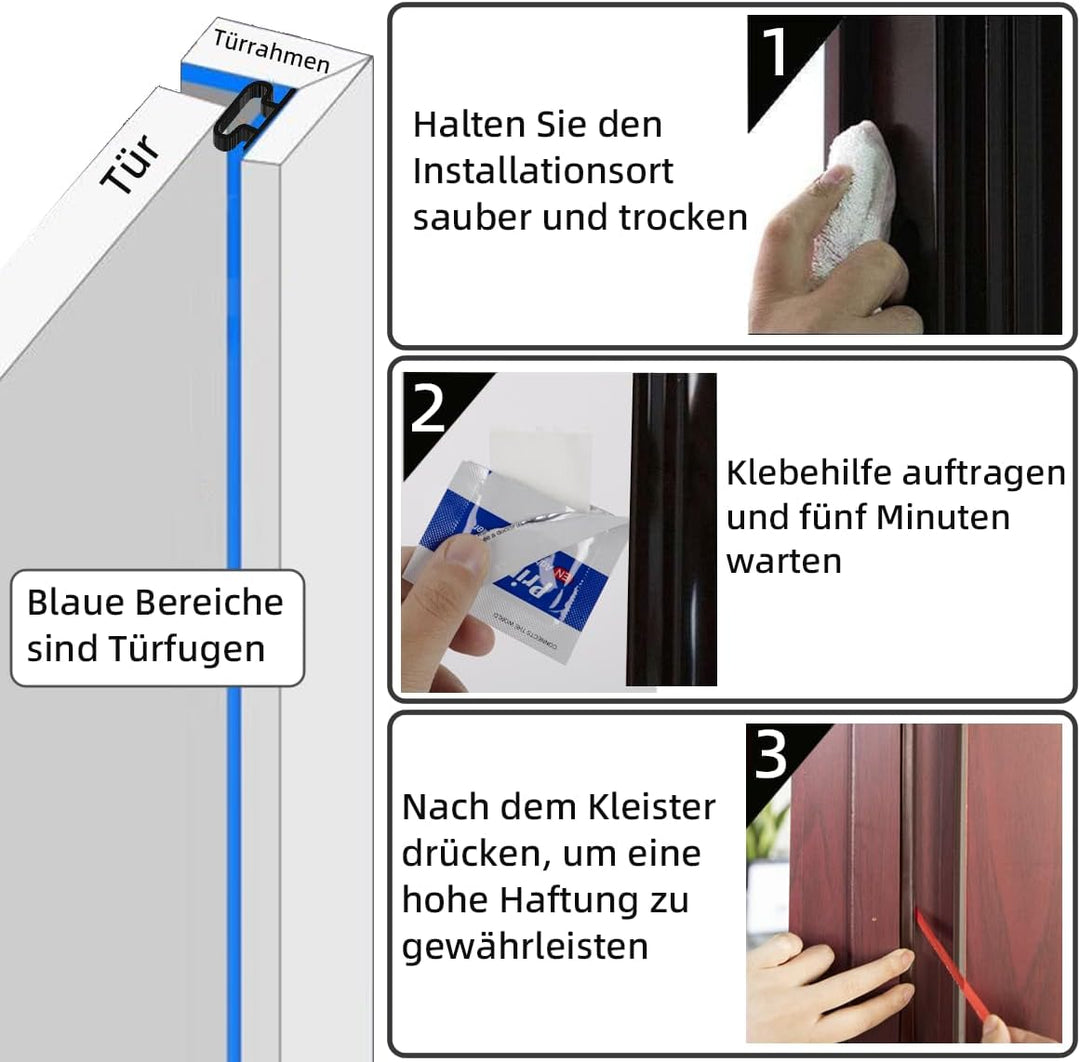 Türdichtung Dichtungsband Selbstklebend,Dichtung Türrahmen Flexibel,Gummidichtung Abdichtungsband Wa