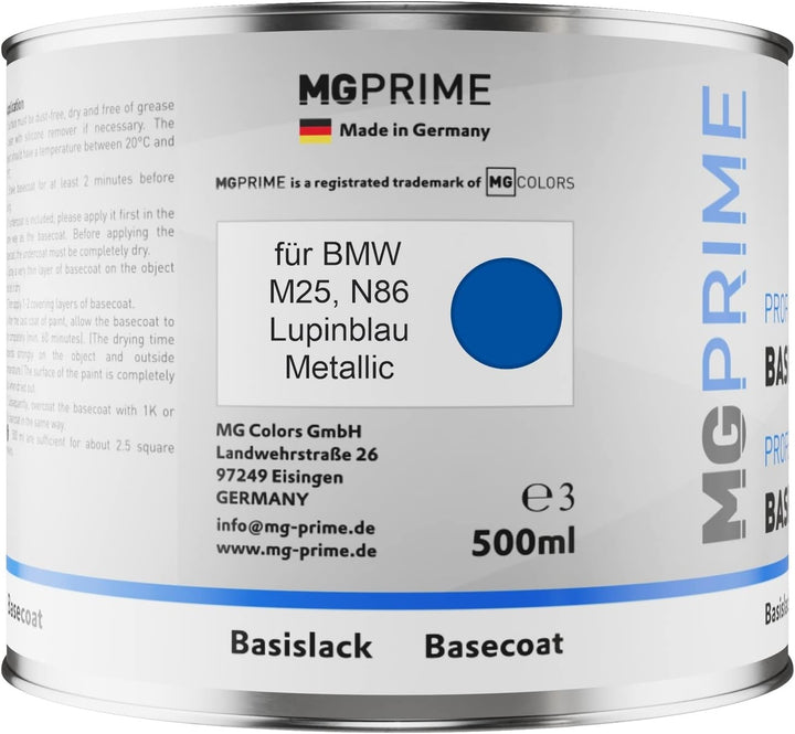 Autolack Dose spritzfertig für BMW M25 / N86 Lupinblau Metallic Basislack 0,5 Liter 500ml