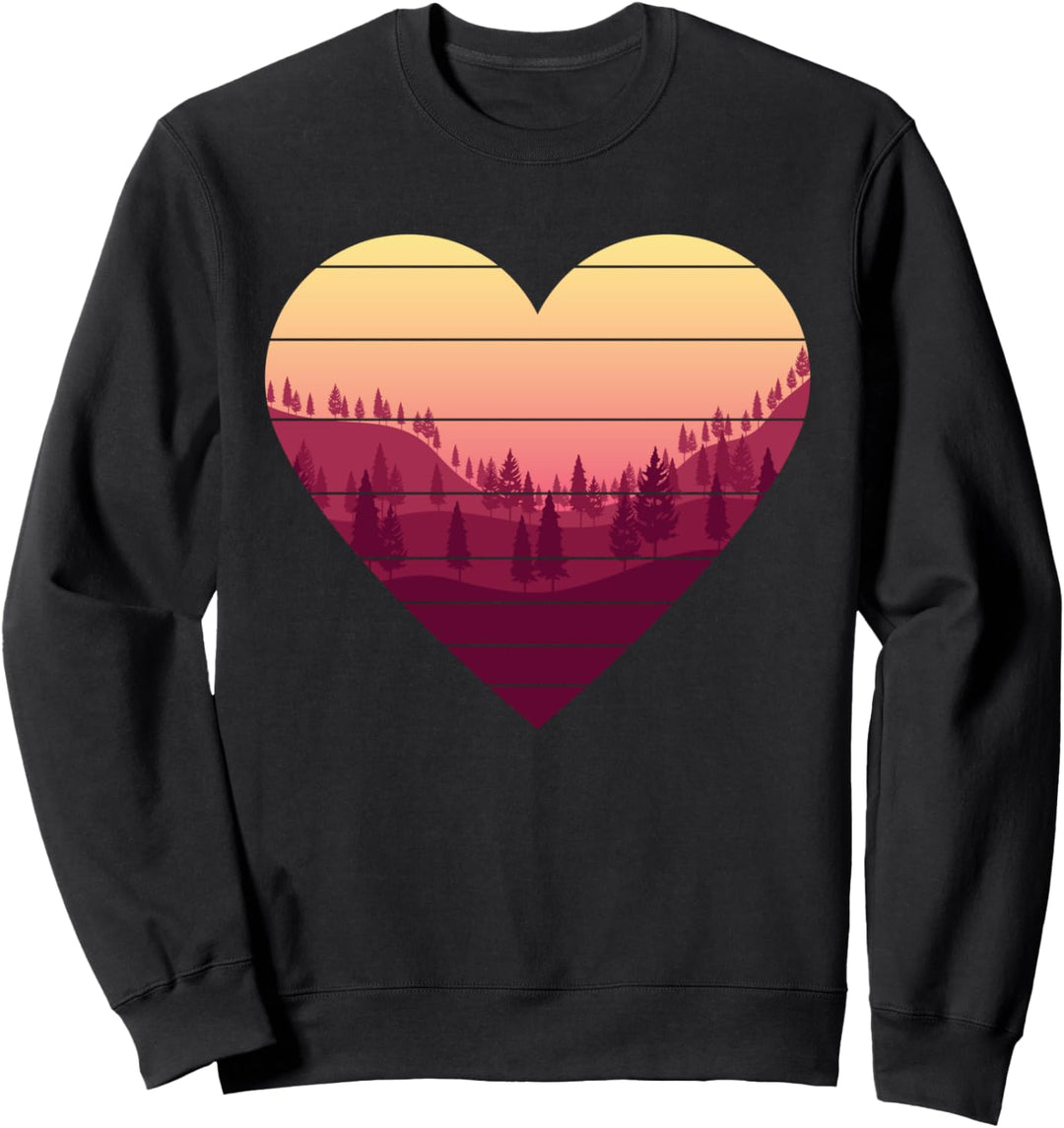 Natur Outdoor Bäume Landschaft Retro Herz Wald Sweatshirt
