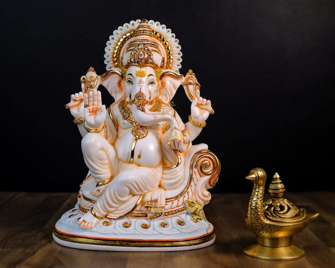 SHIVAJI ARTS Ganesha-Statue, Ganesha-Statue, 27,9 cm, Zuchtmarmor, Lord Ganesha Idol, Vinayak, Ganap