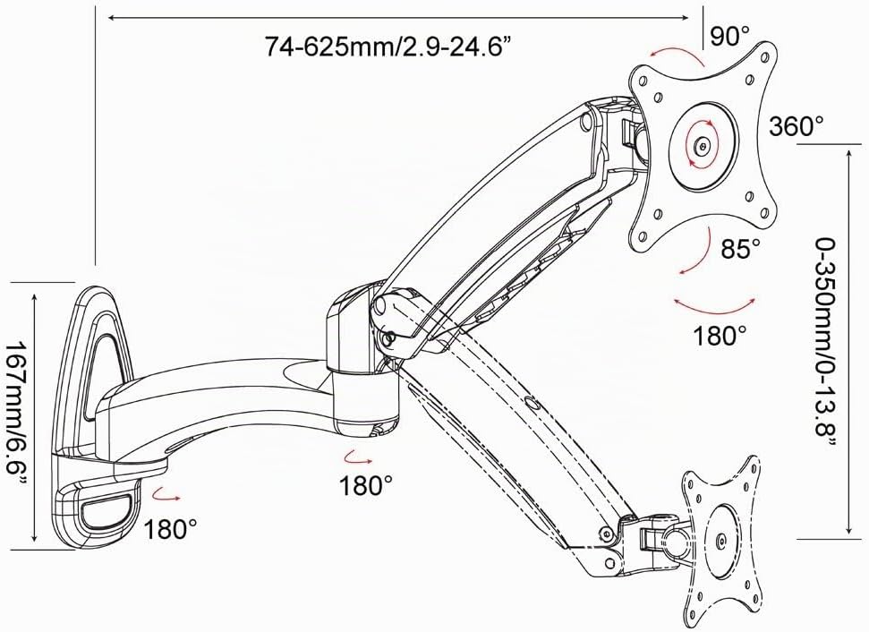 HFTEK - Monitor TV Wand Halterung Halter Wandhalterung für Bildschirme von 15 bis 27 Zoll mit VESA 7