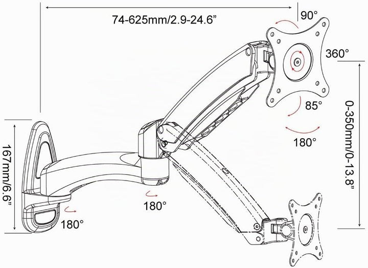 HFTEK - Monitor TV Wand Halterung Halter Wandhalterung für Bildschirme von 15 bis 27 Zoll mit VESA 7