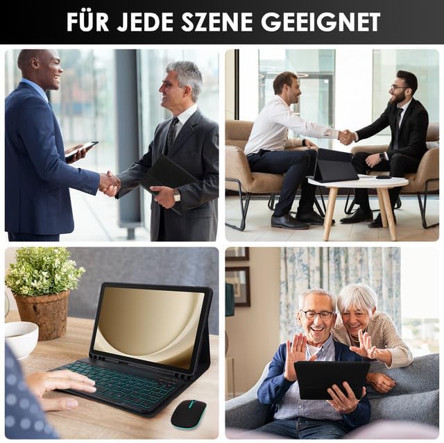 SOPPY Tastaturhülle mit Maus für Samsung Galaxy Tab A9 Plus 2023/Tab A11 Plus 2025 11 Zoll (SM-X210/