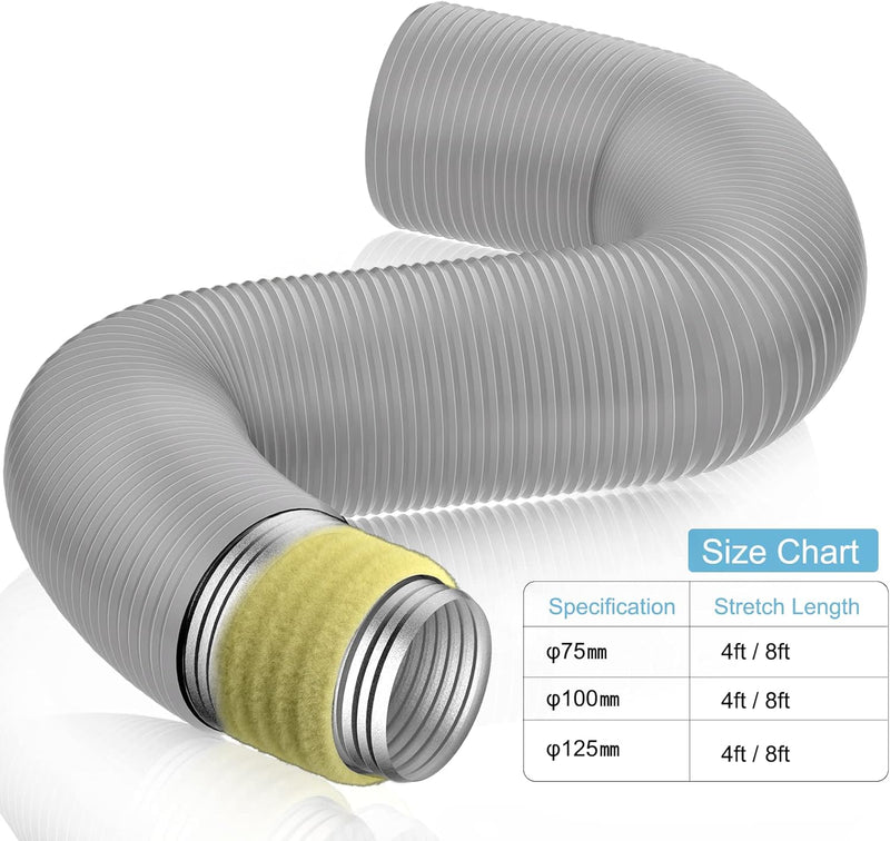 Hon&Guan ø150mm Lüftungsschlauch Schallgedämmter Wärmeisolierung Alu Flexrohr Lüftungsschlauch für K