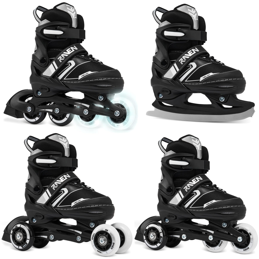 RAVEN Verstellbare 4in1 Inlineskates-Schlittschuhe-Rollschuhe-Triskates Helixi 34-37 (21cm-23,5cm) H