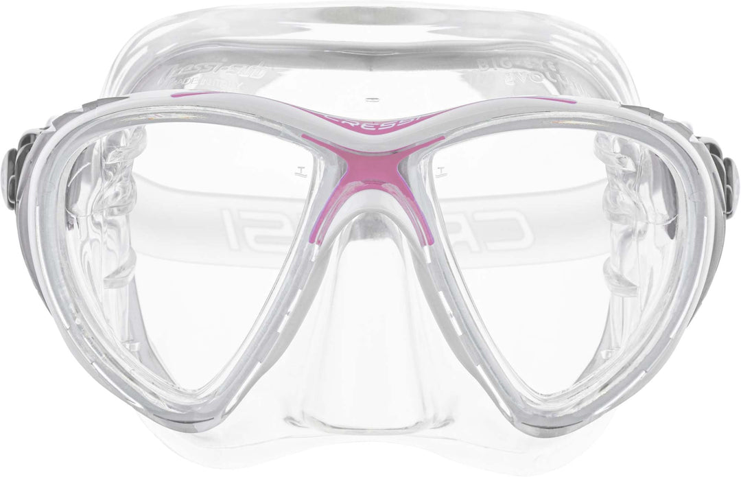 Cressi Men's Big Eyes Evolution Scuba Diving and Snorkeling Mask Eine Grösse Transparent/Rosa, Eine