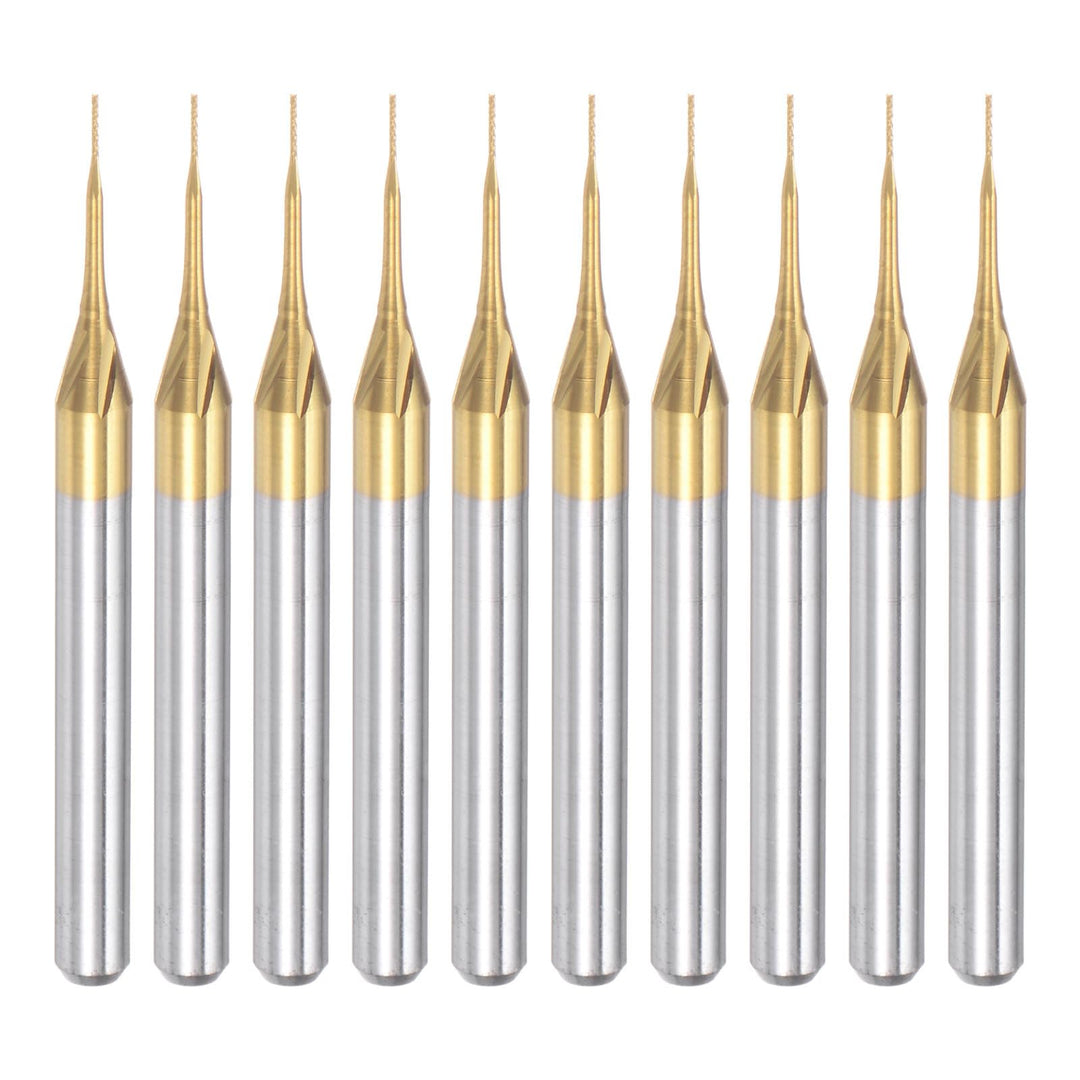 QUARKZMAN 10 Stück Hartmetallfräser 0.3mm Schaft, 6-Flöten CNC Fräser 4-NutenTitanbeschichtung für E