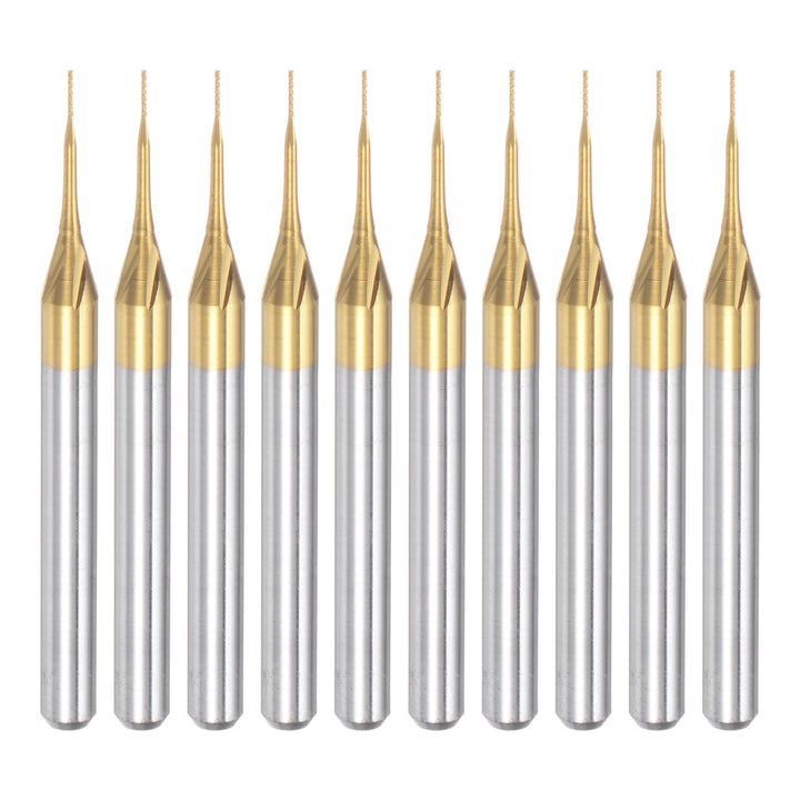 QUARKZMAN 10 Stück Hartmetallfräser 0.3mm Schaft, 6-Flöten CNC Fräser 4-NutenTitanbeschichtung für E