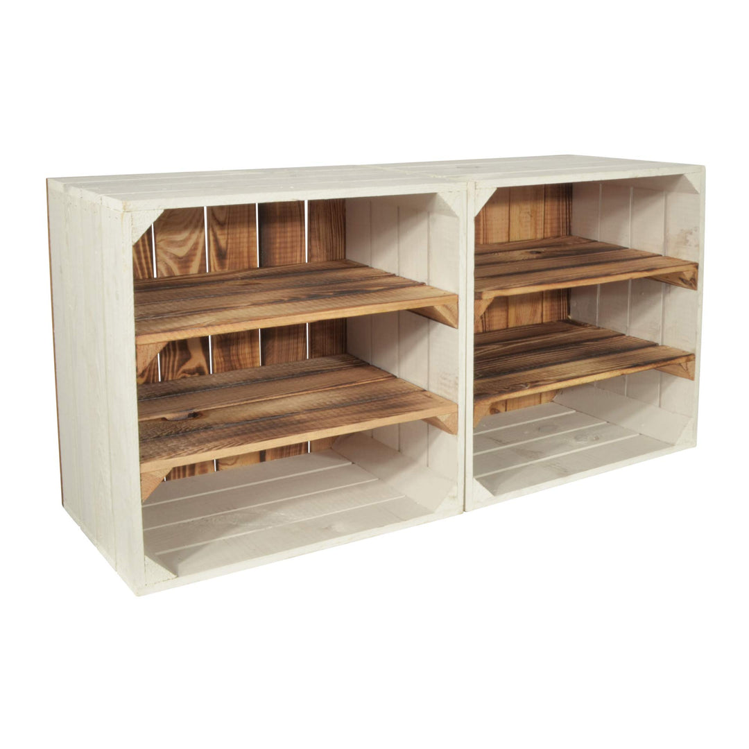 2 Set Weinregal Wino aus Holz - Greta Geflammt 2X Regal Holzkiste 2 2x Geflammt Regal, 2 2x Geflammt