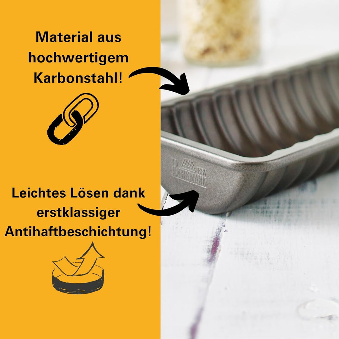 Birkmann RBV, 881129, Easy Baking, Rehrückenform, 30 cm, Karbonstahl mit Antihaftbeschichtung, grau