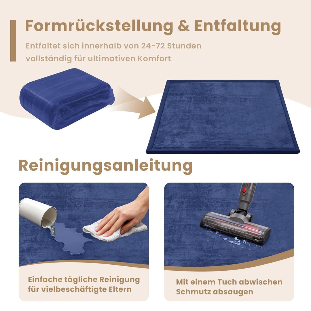 ACOMOPACK Baby Krabbelmatte 127x127x3.5cm Dicke Spielmatte mit Schaumfüllung Rutschfester Unterseite