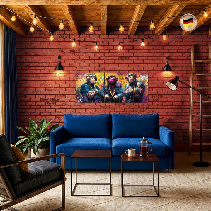 Runa Art Bild Street Art Wandbilder auf Vlies Leinwand 5 Teilig Wanddekoration Wohnzimmer Schlafzimm