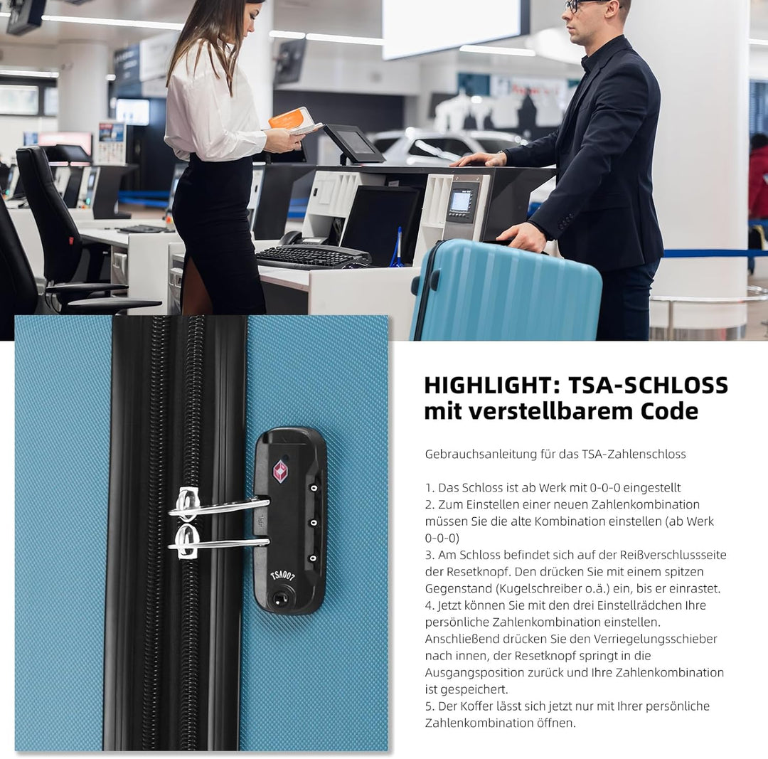 BEIBYE TSA-Schloss 2080 Zwillingsrollen 3 TLG. Reisekofferset Koffer Kofferset Trolley Trolleys Hart