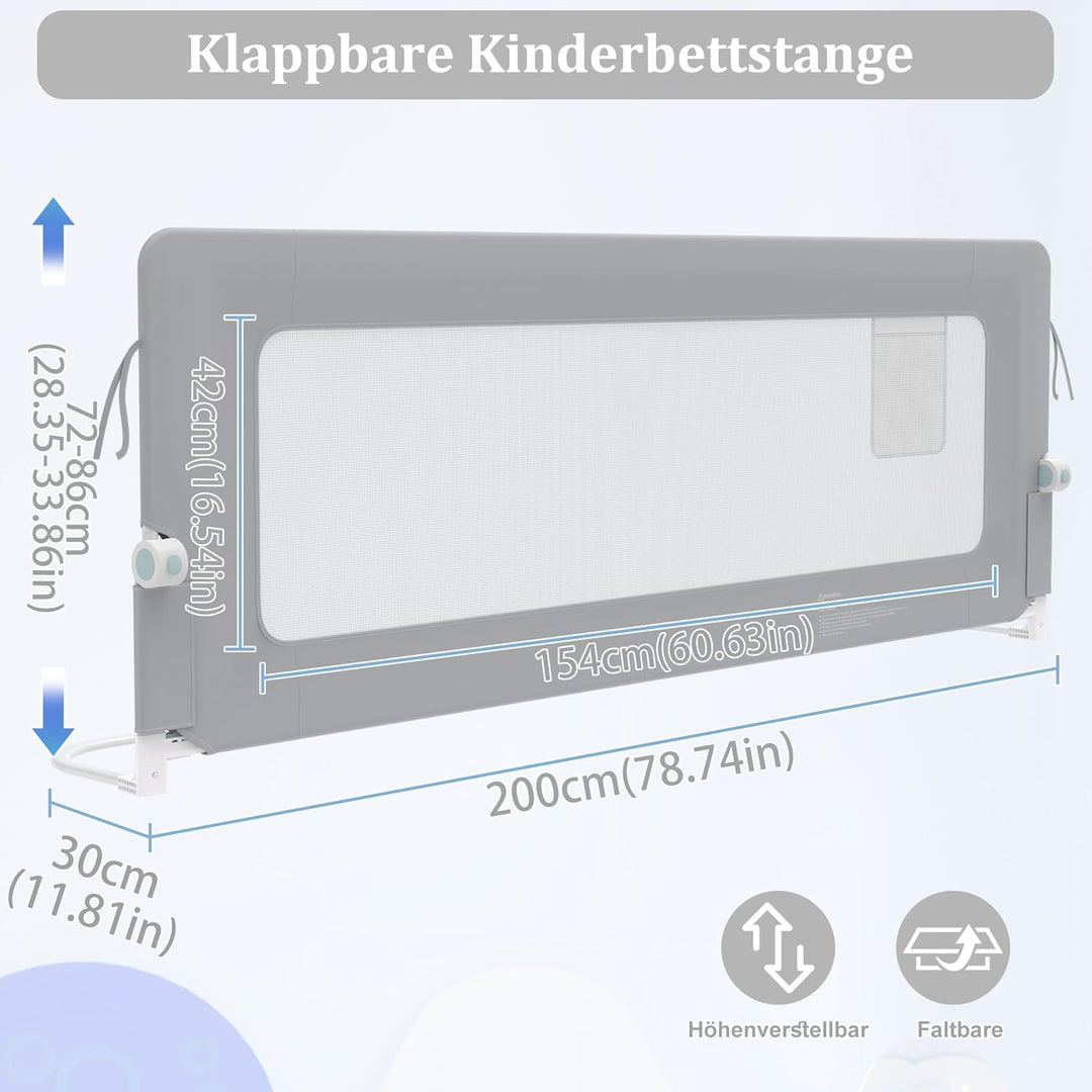 1st Bettgitter Bettschutzgitter Kinderbettgitter für Kinder, Rausfallschutz Bett Babybettgitter Klap