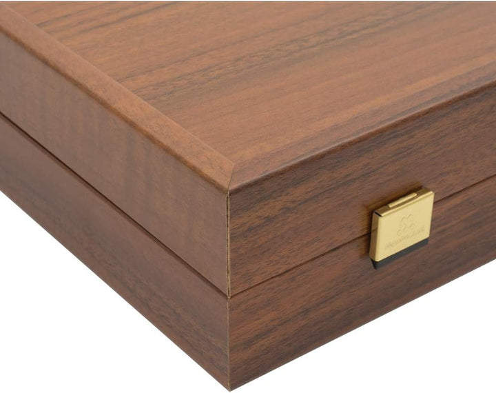 Manopoulos Backgammon-Set, Walnuss und Eiche, mit Philos-Deluxe-Bechern