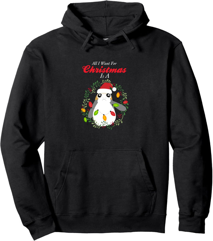 Star Wars Porg All I Want Christmas Holiday Pullover Hoodie