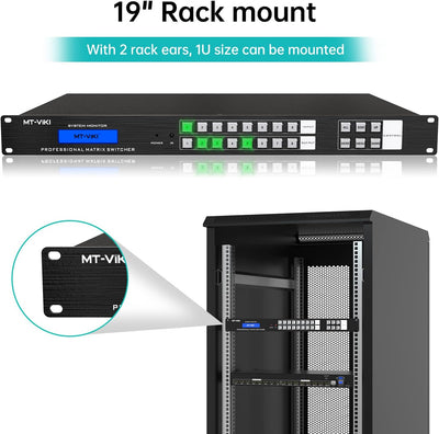 MT-VIKI HDMI Matrix Switch 8 in 8 Out Rackmount Splitter & Switch 8x8 mit IR-Fernbedienung RS-232 LA