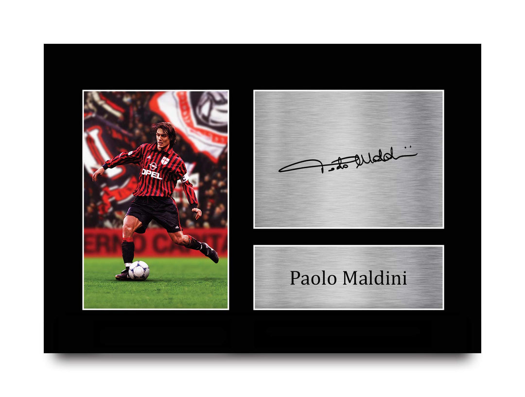 HWC Trading A4 Paolo Maldini, Milan, gedrucktes Autogramm für Fans und Fans – A4 (Ungerahmt) Paolo M