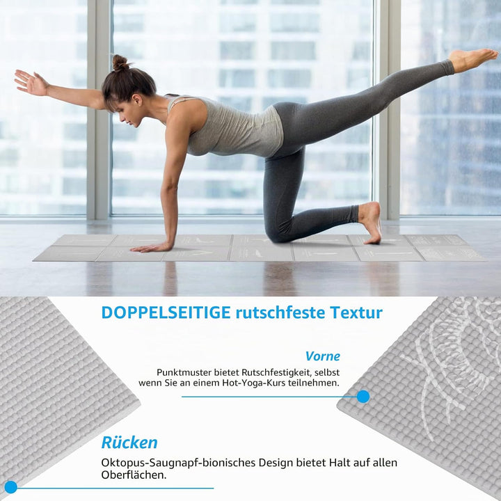 Faltbare Yogamatte für Frauen, rutschfeste Übungsmatte für Home Gym, Reise Yoga Set mit Stretch Stra