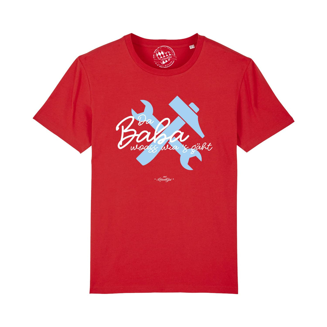 Bavariashop Bayerisches Herren T-Shirt Da Baba woass wia's gäht S Rot, S Rot