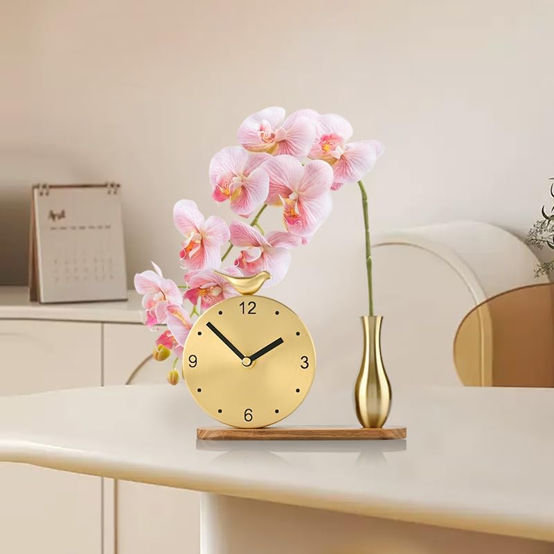 Moderne Messing Vogel Tischuhr Leise Minimalistisch Kreative Desktop Deko für Zuhause oder Büro （Blu