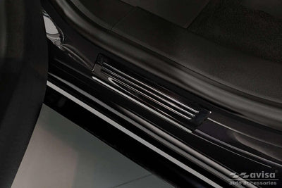 Black Inox door sill protectors compatible with Ford Kuga III 2019- 'Hybrid' - 4-pieces