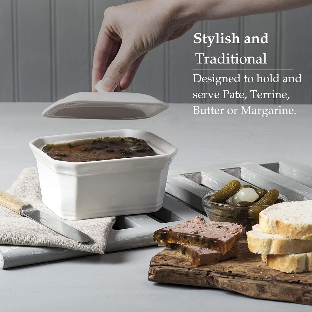 WM Bartleet & Sons Butter-/Terrine mit Deckel, weiss, 15x12x9.5cm, 15x12x9.5cm