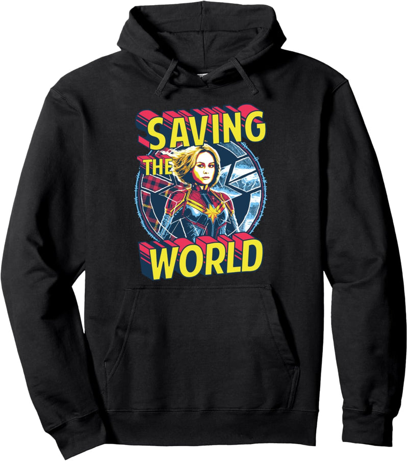 Captain Marvel Saving The World Portrait Pullover Hoodie