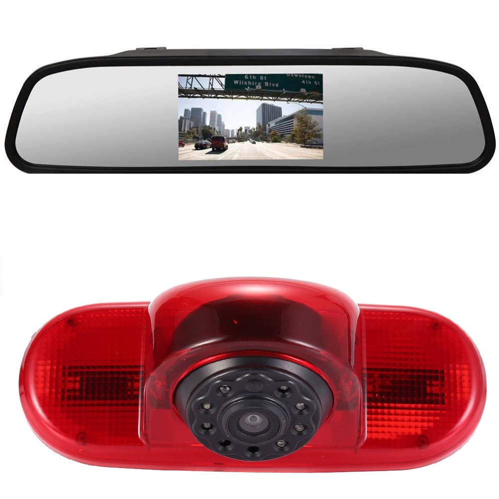 Winkel einstellen Bremsleuchte Kamera Bremslicht Rückfahrkamera mit 4.3" LCD Spiegelmonitor Ersatz f
