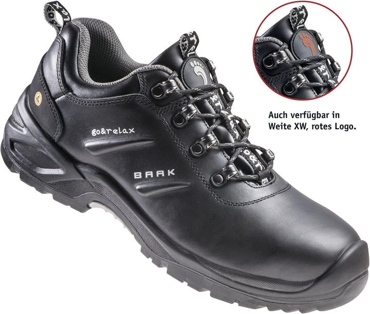 BAAK Sicherheitshalbschuhe S3 "Harris" Industrial - Go&amp;Relax. 1 Stück. 38. Schwarz. 7214N 38 EU, 38