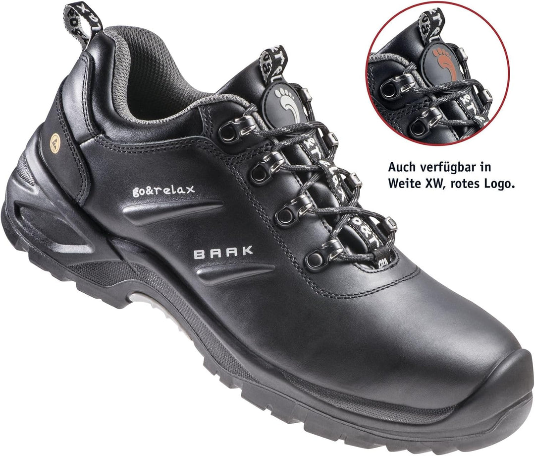 Sicherheitsschuh Harris Gr.45 schwarz Leder S3 SRC ESD EN20345 Baak, 7214N-45N 45 EU, 45 EU