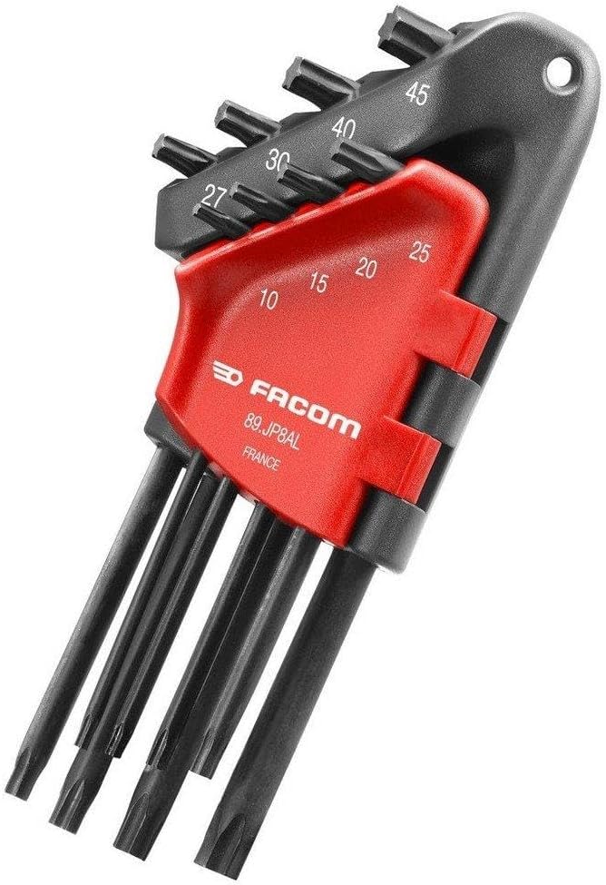 FACOM Stiftschlüssel Satz, Torx®, lang, 8 Teilig, im Klapphalter, 1 Stück, 89.JP8AL