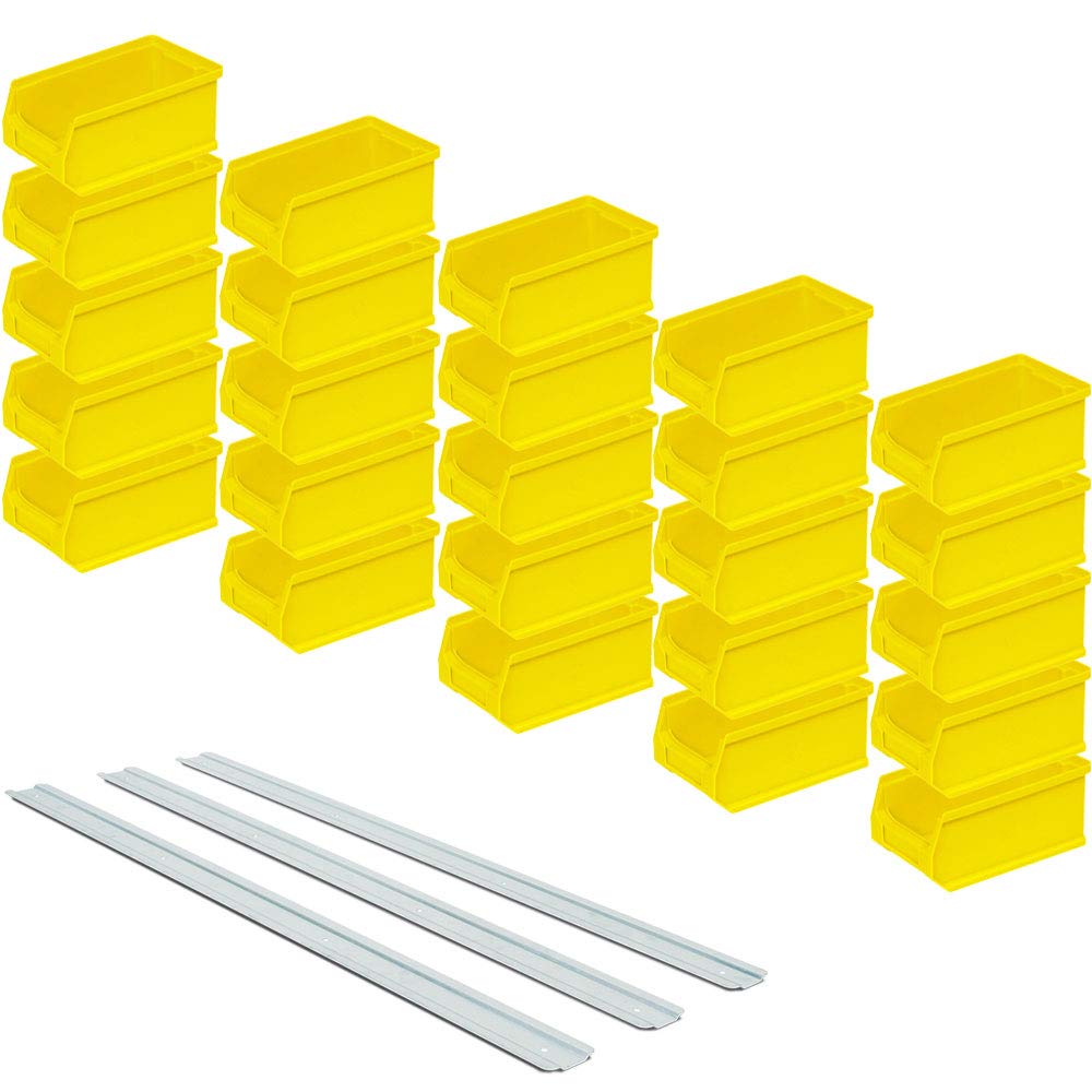 BRB Set - 25x Sichtstapelkästen Profi LB5, gelb, Inhalt 0,85 Liter, LxBxH 175x100x75 mm inkl. 3 verz