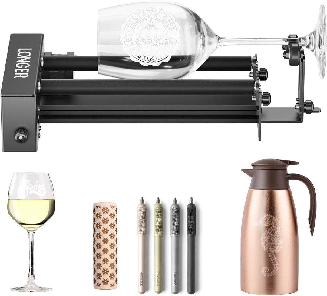 LONGER Lasergravierer Rotationswalze, Y-Achse Rotationswalze 360 ° Drehung für Lasergravierer Gravie