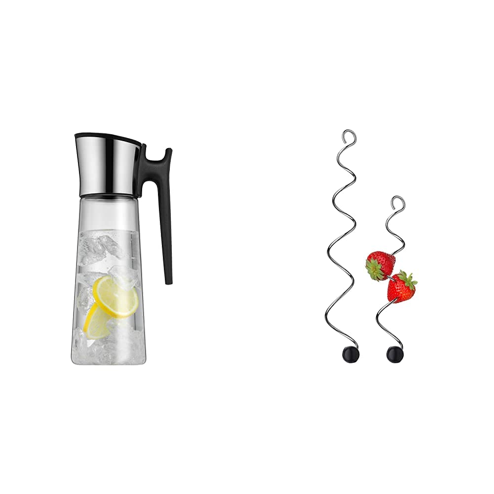 WMF Basic Wasserkaraffe 1,5 liter, Glaskaraffe mit Deckel und Griff 1,5l, Silikondeckel, CloseUp-Ver