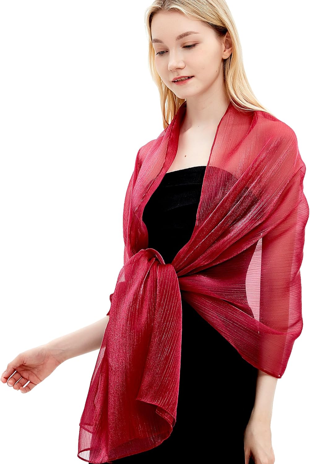 Damen Schals und Wraps für Abendkleider Leichte Sheer Crepe Tücher Shimmer Hochzeit Party Stole Maro