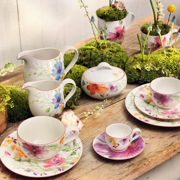 Villeroy und Boch Mariefleur Basic Milchkännchen, schöne und praktische Milchkanne mit verspieltem B