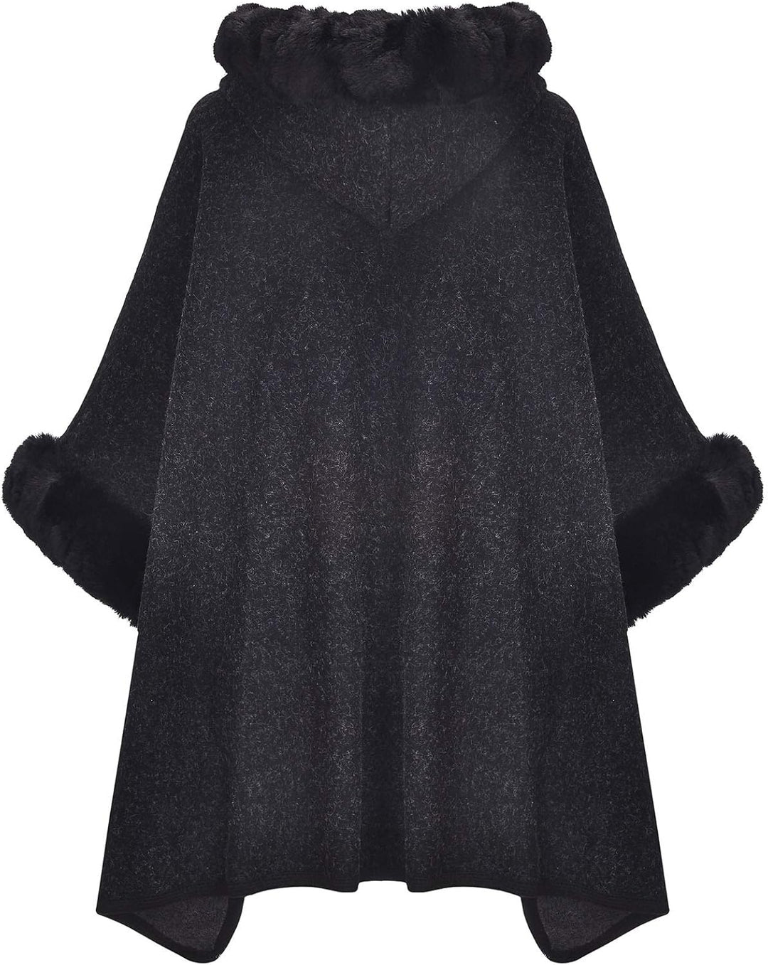 ZLYC Damen Winter Umhang Strickjacke Warm Kunstpelz Mäntel Poncho Cape mit Kapuze Einheitsgrösse Sch