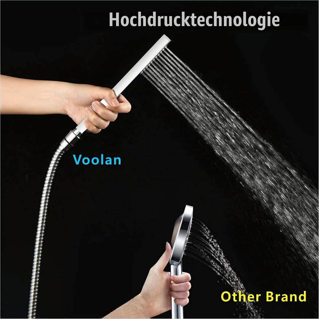 Handbrause Komplett aus Metall, Hochdruck-Duschköpfe von Voolan, Einfache Handbrause aus Chrom mit T