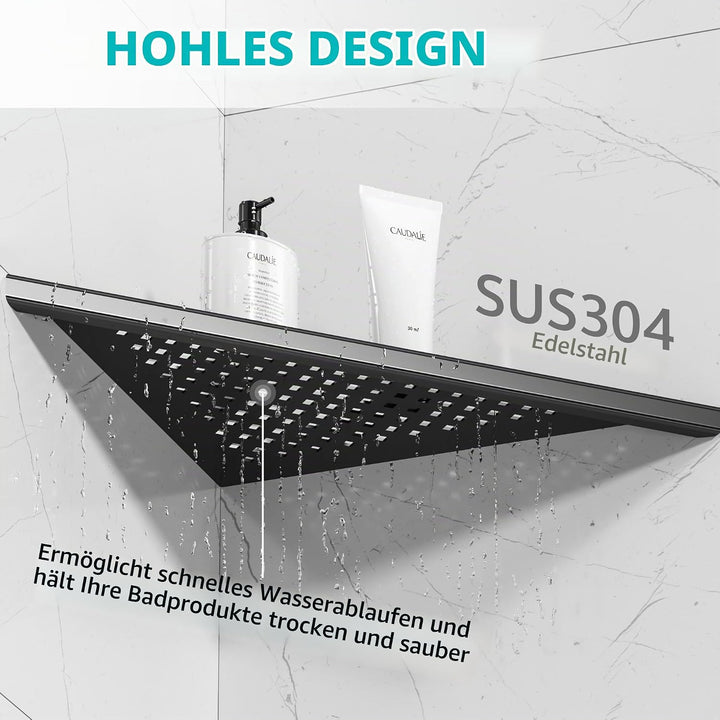 Neodrain Duschablage Edelstahl Eck-Duschregal Schwarze Duschkorb Einbauregal für Badezimmer Aufbewah