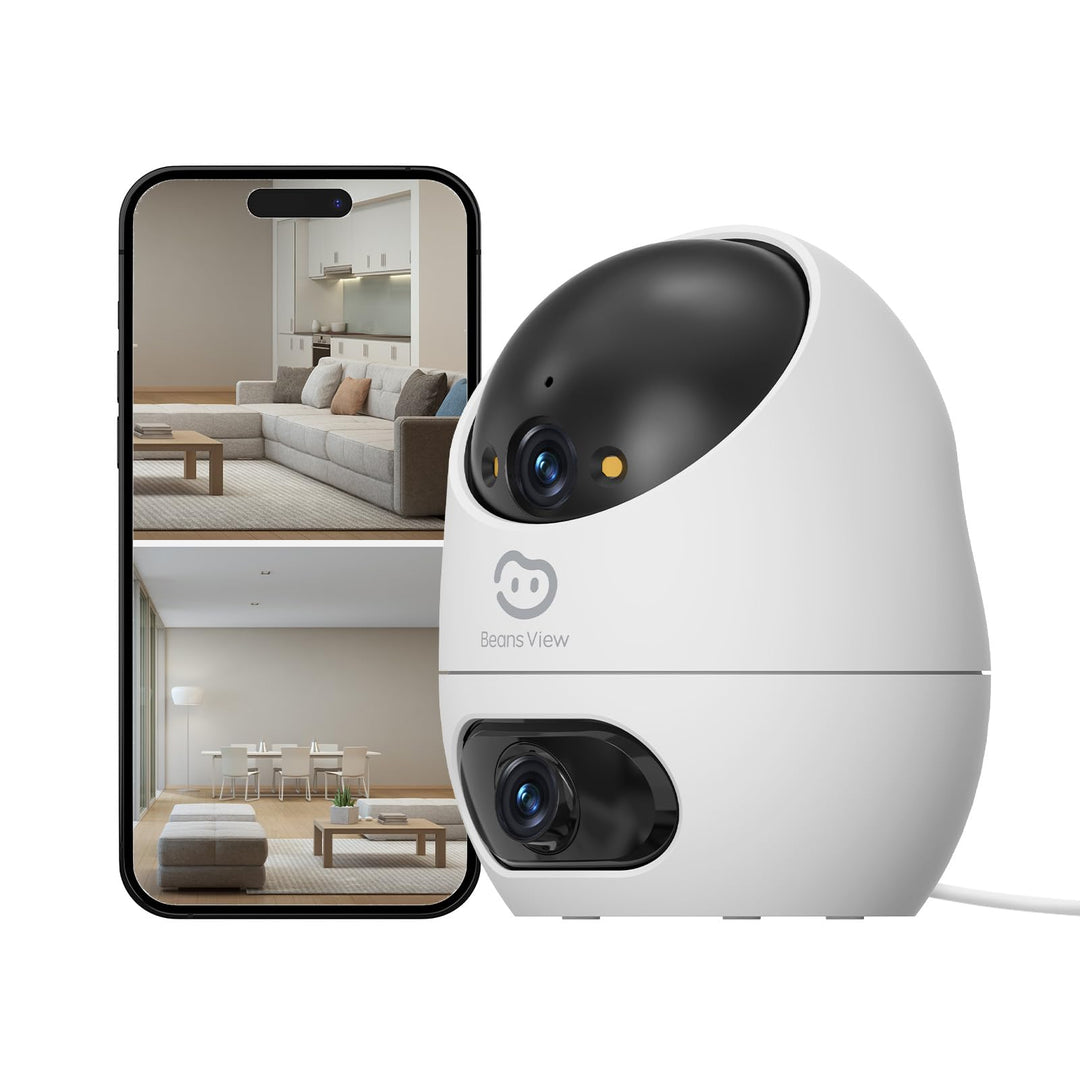 Beans View 2K+2K (3MP+3MP) Innenkamera Zwei Objektiven für Überwachung und Sicherheit, 2,4 GHz WLAN,